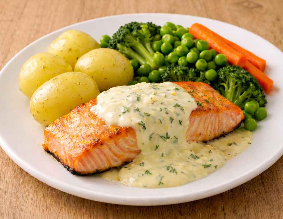 Pan-Seared Salmon with Creamy Lemon & Dill Sauce